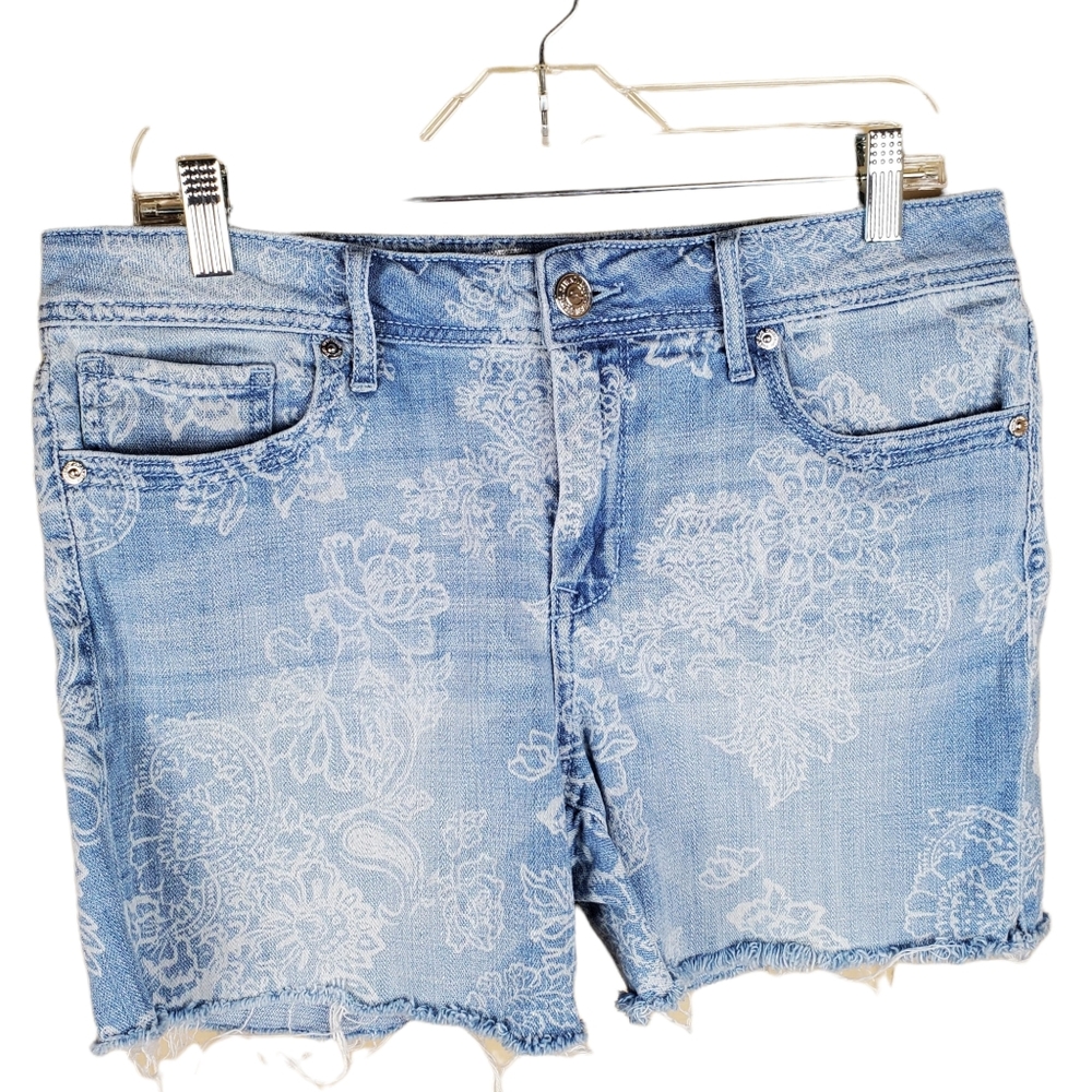 Seven7 Light Wash Denim w/Floral Print Shorts